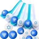 24 Pack Hanukkah Game Spoon Relay Race Toy Set, Chanukah Themed Menorah Star of David Ball and Spoon Race Game for Jewish Judaism Passover Rosh Hashana Party Decor Supplies Favors
