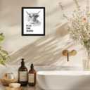 arteWOODS Funny Highland Cow Bathroom Wall Art - Rustic Farmhouse Wall Decor with Humorous Quotes Black Framed Print Artwork Cute Animal Pictures for Shower Toilet Restroom Kid's Washroom 8x10 Inch