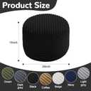 MeMoreCool Round Pouf Ottoman Foot Rest, 20x15 Inch Corduroy Pouf, Black