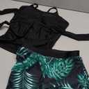 Girls Swimsuit 2 Piece Halterneck Girls Tankini Swimsuit Drawstring Printed Swim Shorts Girl Bathing Suit for 7-16T (9-10 Years, Black+green)