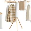 RFOUO Clothes Drying Rack Tripod,Laundry Hanger Dryer Rack,Portable Drying Rack,Outdoor Clothes Rack-Drying Rack Clothing Laundry Bedroom Household Wooden-16rods, Standing