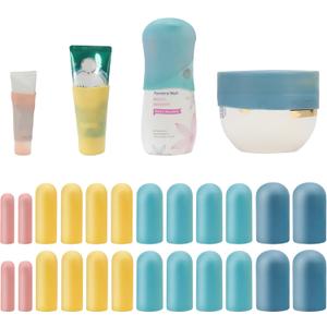 Silicone Bottle Covers Travel Essentials for Women Men, Beach Vacation Essentials, Travel Size Toiletries Accessories, Cruise Ship Essentials 2025, Must Haves, Leak Proofing (24 pack)
