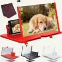 Screen Magnifier 2026 VersionScreen Magnifier for iPhone & AndroidFoldable Phone Stand with Movie Screen Amplifier for TravelPortable 3D Magnifying Screen for Elderly (Red, 10 inch)