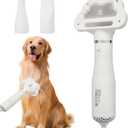 Professional Pet Grooming Dryer Brush 3-in-1 Dog Blow Dryer with Slicker Brush, Adjustable Temp, Overheat Safe, Salon Quality