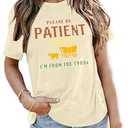 Ithalt Funny Shirts for Women Be Patient with Me Im from The 1900s T-Shirt Vintage 90s Tshirts Casual Short Sleeve Tops(Beige, Small)