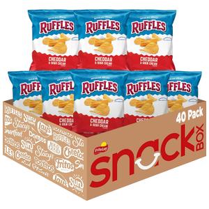 Ruffles Potato Chips, Cheddar Sour Cream, 1oz (40 Count) (EXP 08/31/26)
