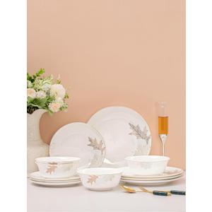 FHGNYSM Artistic China Dinnerware Set with Gild, Refractory Bone China Dishes Set, Inner Glazed Figure, Jingdechen Craft, Sevice for 4 (Maple Leaf)