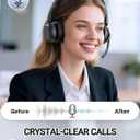 COSMUSIS Wireless Headset with Mic for Work, Bluetooth 5.3 Headsets with Microphone and Detachable Earpads, 50H Playtime with Charging Base, Noise Cancelling Headphones for Work with Mic Mute