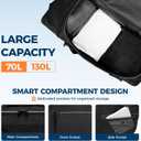 uarition 70L Foldable Rolling Duffle Bag with Wheels | 28” Large Duffle Bag for Travel, Carry On Luggage Duffel Bag for Traveling/Camping/Moving, Water Resistant, Black