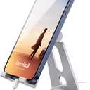 Lamicall Adjustable Cell Phone Stand, Desk Phone Holder, Cradle, Dock, for iPhone 16 15 14 13 12 Mini 11 Pro Xs Max XR X 8 7 6 Plus SE, Office Accessories,Smartphone - Silver