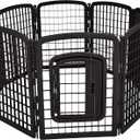 Amazon Basics 8-Panel Octagonal Plastic Pet Pen Fence Enclosure With Gate - 34 inches, Black