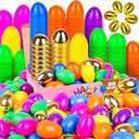 NAWITDA 50 Pack 3 Inch Large Easter Eggs Bulk Include 6 Surprise Golden Eggs, Bright Colors Fillable Empty Plastic Easter Egg for Easter Hunt, Easter Basket Fillers, Easter Party Favors