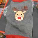 Dog Christmas Sweater Cute Grey Elf Clown Xmas Dog Cat Outfit New Year Holiday Costumes Puppy Cat Sweater with Leash Hole for Small Medium Large Dogs Girl Boy Turtleneck Winter Warm Pet Clothes