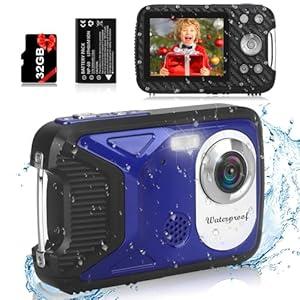 Waterproof Digital Camera with 32GB Card HD 1080P 36MP Underwater Digital Camera for Kids Teens Students Boys Girls