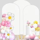 Set of 3 Wedding Arch Backdrop Cover (3.8FT×17", 4.8FT×23", 5.8FT×28"), Spandex Fitted Arch Stand Cover for Round Top Chiara Arch, Photo Arch Backdrop Stands Cover for Birthday Party Photographic Background, White