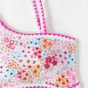 Floerns Girl's One Piece Swimsuits Floral Asymmetrical Neck Cut Out Monokini Swimwear (Light Pink)
