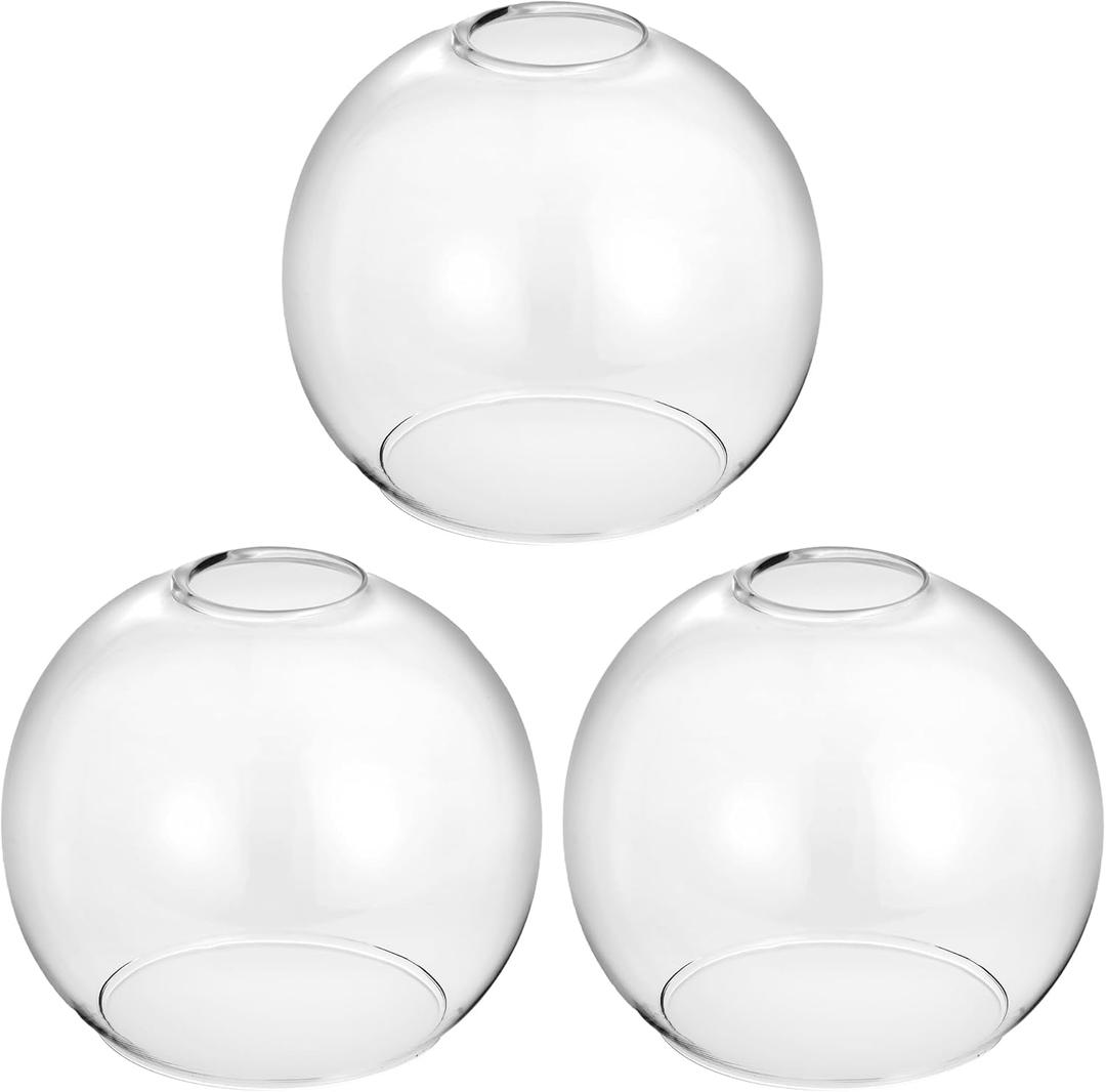 3 Pack Clear Glass Shade Replacements, Globe Glass Lamp Shade Covers for Light Fixtures, 1.65 Inch Fitter Globes Lampshades for Wall Sconces Chandelier Pendant Lights Bath Vanity Lights