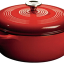 Lodge Essential Enamel Cast Iron Dutch Oven  Perfect for Bread Baking, Braising, Marinating & Slow Cooking  Features MoistureSealing Lid & Dual Handles  Kitchen Essentials  6 Quarts  Island Spice Red