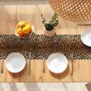 Leopard Print Table Runner 72 Inches Long, Animal Style Table Runner Dresser Scarves, Wildlife Safari Burlap Dining Room Table Decor for Kitchen Farmhouse Indoor Outdoor Home Party, 2 pack