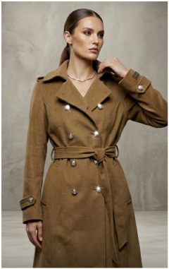 Brown Trench Coat with Hood Size XL