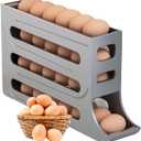 Egg Holder for Fridge, Upgrade 4 Tiers Egg Holder for Fridge, 28 Eggs Fridge Egg Rack Large Capacity Refrigerator Egg Trays, Space-Saving Automatic Egg Rolling Dispenser for Refrigerator (Grey)