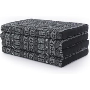 Leewadee Trifold Mattress Standard  Comfortable Thai Massage Pad, Foldable Floor Mattress Filled with Kapok, Perfect to Use as a Sleeping Mat 79 x 28 inches, Black
