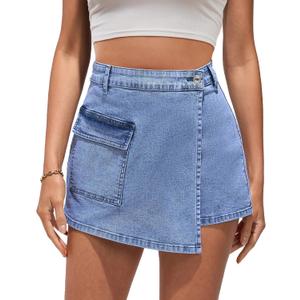 luvamia Mini Skorts for Women Denim Shorts for Women Blue Jean Skort Skorts Summer Trendy Skirts Medium Blue Medium Fits Size 8 Size 10