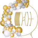 6.6ft Balloon Arch Stand, Gold Metal Round Backdrop Stand, Circle Wedding Arch for Wedding, Birthday Party, Ceremony Decorations
