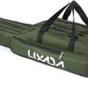 Lixada Fishing Rod Case - 3 Layers Oxford Bag, Portable Folding Carrier for Rods and Reels, Tackle Storage Travel Bag, 90cm/120cm/150cm Optional (Army green)