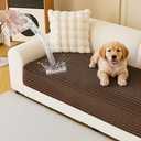 MYSKY HOME 100% Waterproof Couch Cover, Couch Covers for Dogs, Non Slip Couch Covers for Sectional Sofa, Couch Cover for 3 Cushion Sofa, Sofa Covers Washable Dog Bed Cover, Chocolate, 35"x70.9"