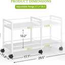 1 Pack 2-Tier Expandable Pantry Floor Organizer Cart, Rolling Pantry Storage Cart with Wheel, Adjustable Can Organizer for Kitchen Pantry, Pantry Shelves and Storage Rack for Snacks, Vegetables, White