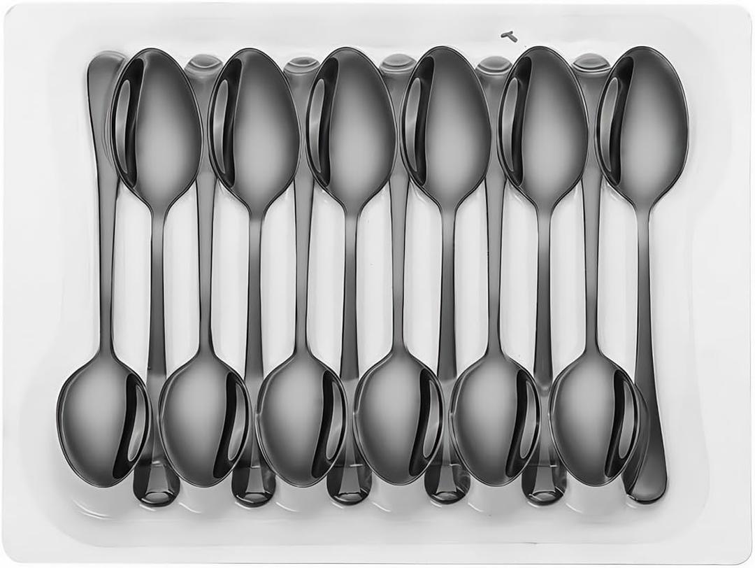 Stylish Stainless Steel Spoon Set 12 Pcs For Weddings, Parties, And Home Dining(Black)