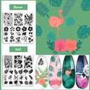 Biutee Nail Stamping Plates Set 15PCS Nail Art Stamper Scraper Nail Art Stamping Kit with Storage Bag Gift Box Nail Stamp Template Kit Lace Flower Butterfly Star Holiday Design