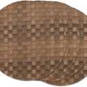 DII PVC Tabletop Collection Decorative Woven Basketweave Design, Placemat Set, 15" Round, Leather Brown