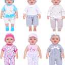 BABESIDE 6 Sets of Baby Doll Clothes for 12-15 Inch Babydolls, 14 Pcs Babydoll Clothes Set with Hat for Realistic Baby Doll Accessories Girl