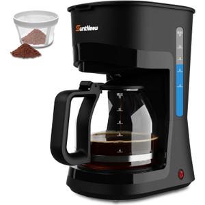 SuntNeew 12-Cup Coffee Maker, 1.5L Drip Coffee Machine with One-Touch Brewing, Glass Carafe, Anti-Drip System, Reusable Filter, Easy-to-Use Home & Office Coffee Brewer
