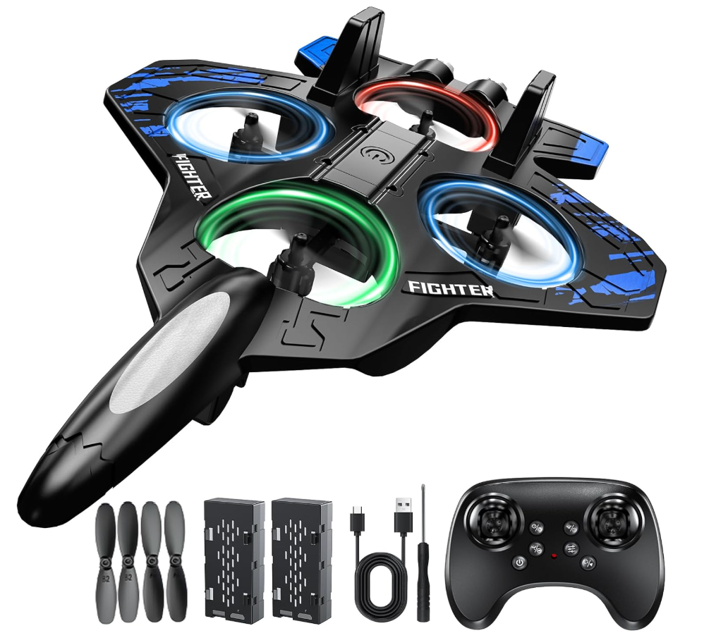 Foam Remote Control Airplanes, RC Planes with Light, RCAirplane Fighter Jet for Kids Adults 8-16, 360° Flip, Stunt Roll,Drones for Kids 8-12, Airplane Toy Gifts for Kids Boys(Blue)