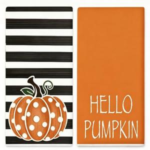 Puomue 2 Pack Fall Kitchen Towels, 16" x 26", Thanksgiving Decor
Thanksgiving Black White Stripe Hand & Dish Towels,Autumn Seasonal Farmhouse Decoration,Kitchen, Bath, Dining