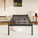COMASACH 18 Inch Twin Bed Frame with Mattress Slide Stopper, Twin Platform Bed Frame, Vintage Style, Heavy Duty Steel Slats, No Box Spring Needed