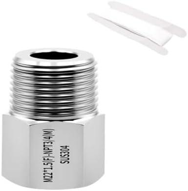 SummerHolz 3/4" NPT Male to M22 x 1.5 Female Adapter, 304 Stainless Steel Pressure Washer Fitting, Thread Connector for Hose, Spray Gun and Nozzle, 1 Pack