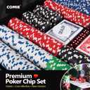 Comie Poker Chips,500PCS Poker Chip Set with Aluminum Travel Case,11.5 Gram Poker Set for Texas Holdem Blackjack Gambling