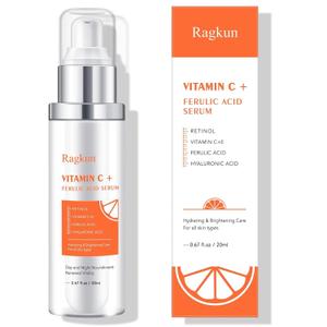 Vitamin C 20% Serum, CE Ferulic Acid, Hyaluronic Acid, Retinol, Dark Spot Remover for Face Hydrate & Plump Skin Care Anti Aging Wrinkle Brightening-0.67 Fl Oz.