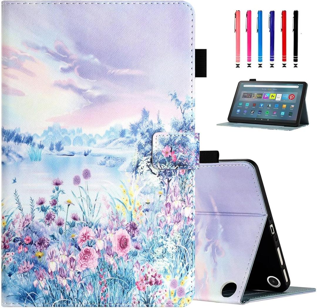 MonsDirect Case for All-New Amazon Fire Max 11 Tablet (13th Generation 2023 Release), 11" Slim PU Leather Stand Cover, Auto Wake/Sleep with Pen Holder & Card Slots for Fire Max 11, Purple Scenery