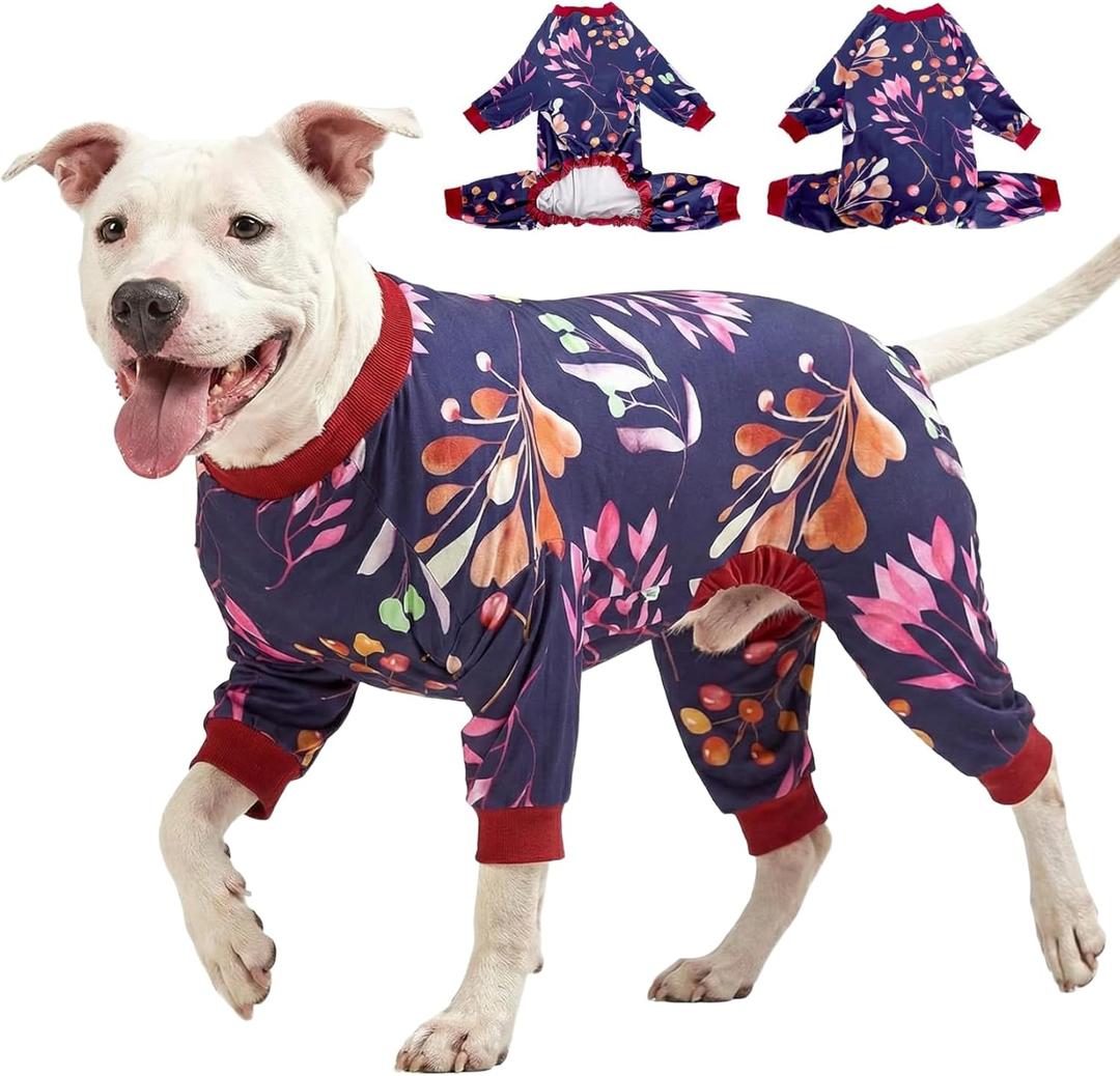LovinPet Dog Clothing, Navy Berries Print, Large Weimaraner Jammies, Weimaraner Protective Clothing, Lightweight Pullover Dog Pajamas, Full Coverage Weimaraner Pajamas/XL (Multi-colored)