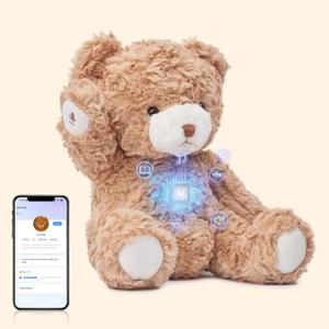 AI Talking Teddy Bear for Kids, Screen-Free Interactive Plush Companion, Gentle Conversation for Bedtime, Play & Emotional Comfort, Soft Gift for Boys & Girls Ages 39