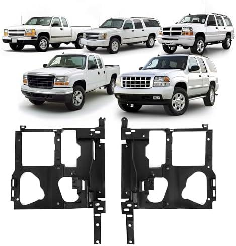 HECASA Headlight Bracket Pair Compatible with 1999-2002 Chevy Silverado GMC Sierra Headlamp Bracket Replacement for 15798920 GM1221122 15798919 GM1221121