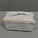 EACHY Travel Makeup Bag,Large Capacity Cosmetic Bags for Women,Waterproof Portable Pouch Open Flat Toiletry Bag Pattern Makeup Bag (BC-White)