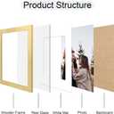 11x14 Picture Frame Set of 4, 11 x 14 Wood Photo Frames with Mat for 8x10, Wooden Frame with Real Glass Cover for Wall and Tabletop Display,Gold