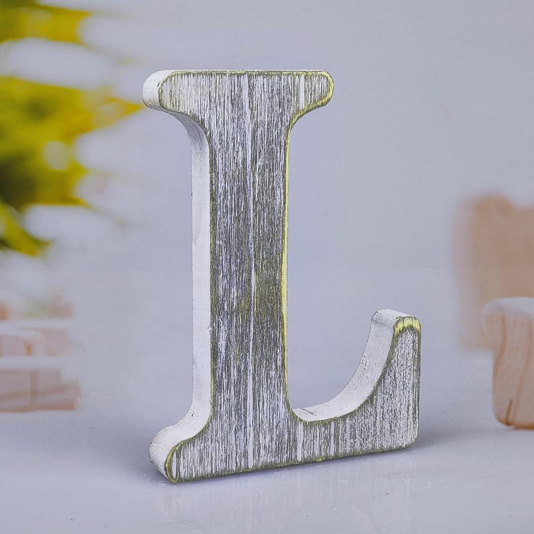 6 Inch Wood Letters Unfinished Rustic Wood Letters for Wall Decor Decorative Standing Letters Slices Sign Board Decoration for Craft Home Party Projects (L)