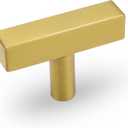 goldenwarm 20 Pack Brushed Brass Cabinet knobs Gold Cabinet Knobs Square Drawer Handles Single Hole T Bar Drawer Handles Kitchen Cabinet Hardware for Cupboard (single hole knob, Brushed Gold)